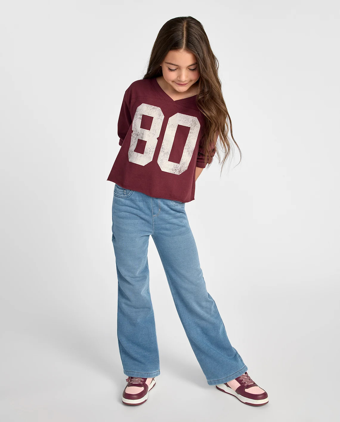 Girls French Terry Wide Leg Sweatpant Jeans - denim | The Children's Place