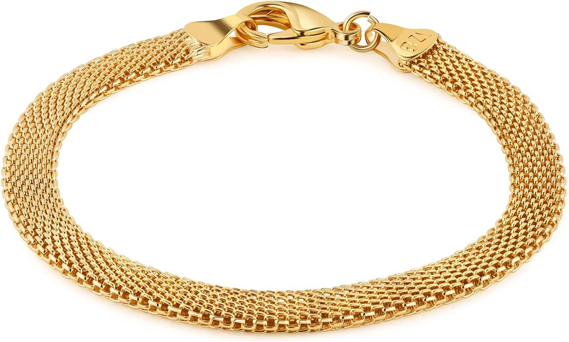 Barzel 18K Gold Plated Mesh Bracelet for Women - Made In Brazil | Amazon (US)