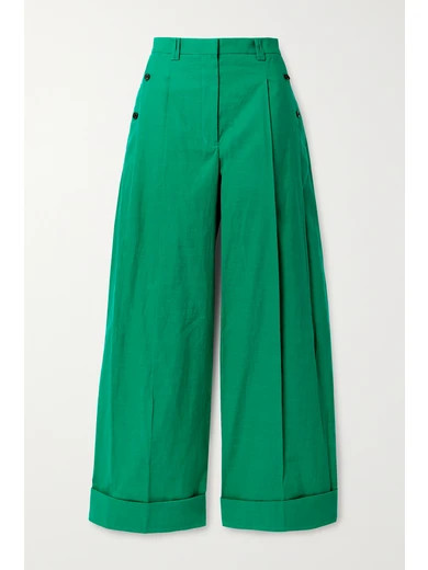 3.1 Phillip Lim - Cotton-blend Wide-leg Pants - Green | NET-A-PORTER (US)