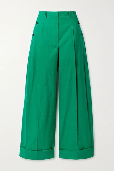 3.1 Phillip Lim - Cotton-blend Wide-leg Pants - Green | NET-A-PORTER (US)