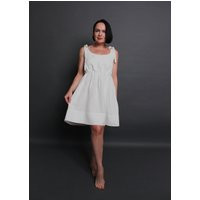 Meg White Linen Sleeveless Dress, Tie Strap Womens Pinafore Loose Sundress, Summer Dress | Etsy (US)