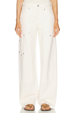 RE/DONE Mid Rise Workwear Wide Leg in Distressed Vintage White - White. Size 31 (also in ). | FWRD 