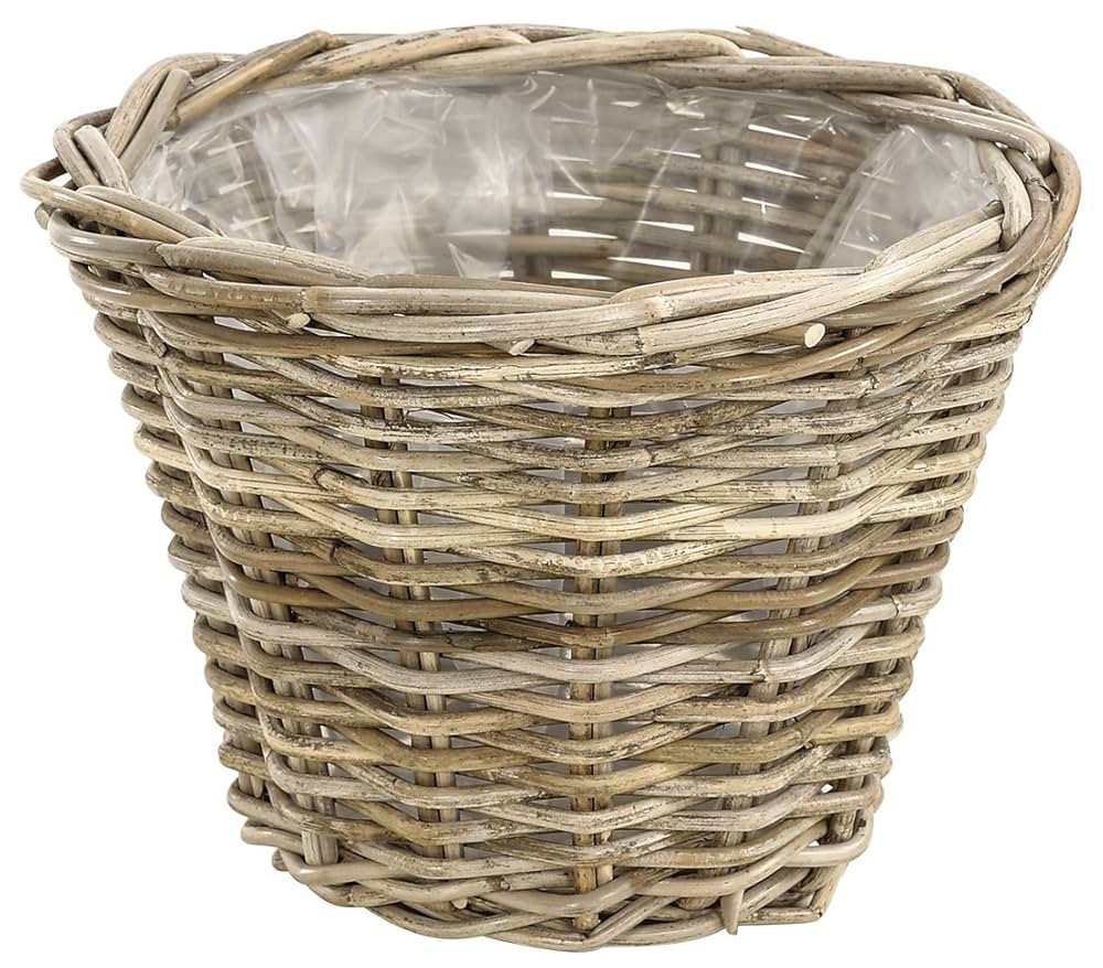 Dehner Rattan Plant Pot, Diameter 29 cm, Height 20 cm, Rattan Wicker, Grey/Brown | Amazon (DE)