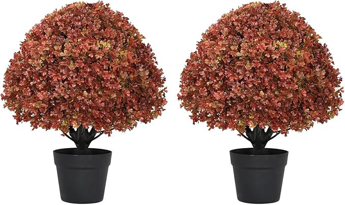 24" Artificial Boxwood Fall Topiary Trees, Faux Plants Outdoor Set of 2 | 2ft UV resistant fake b... | Amazon (US)