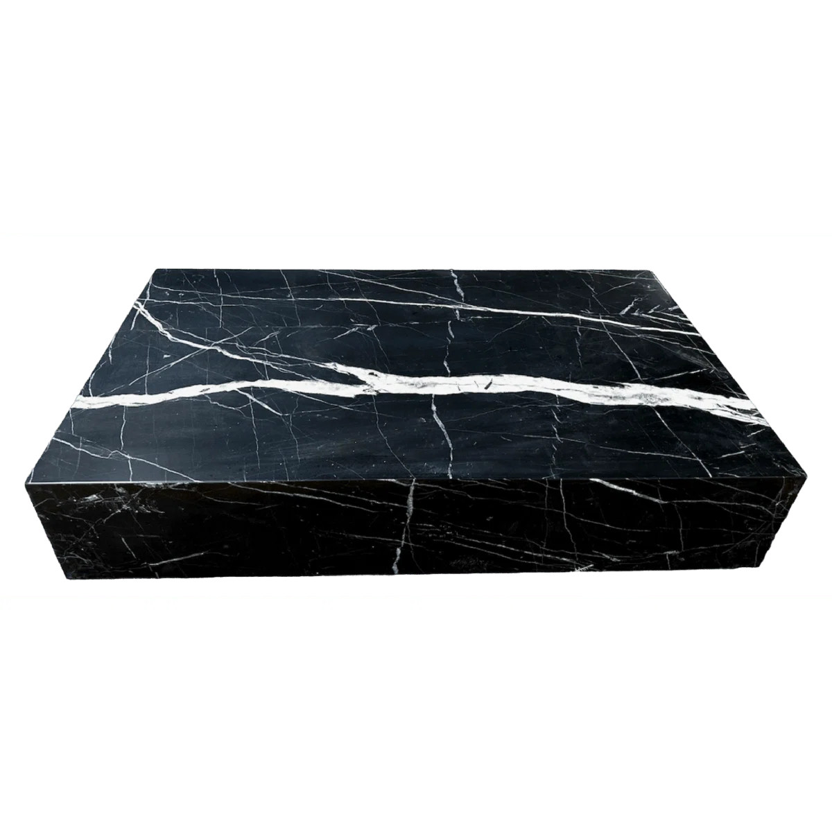 Genuine Marble Block Coffee Table - Nero Black Marble, 54" Extra Large | Wayfair North America