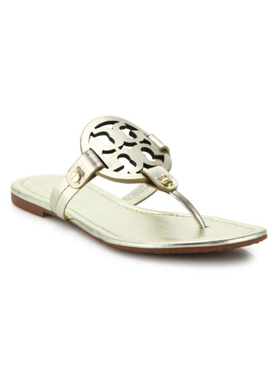 Miller Metallic Leather Thong Sandals | Saks Fifth Avenue