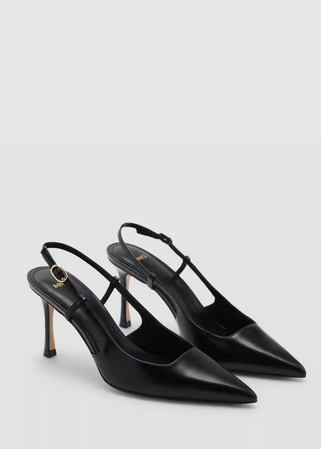 Pointed-toe leather heeled shoes black - Woman - 7 - MANGO | MANGO (UK)