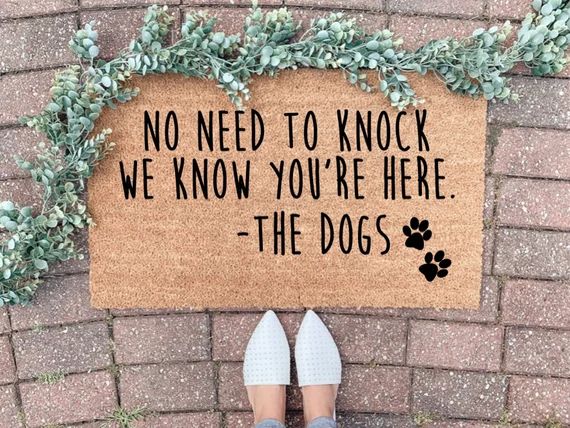 No Need To Knock Doormat, Funny Doormat, Funny Welcome Mat, Dog Lover Gift, Custom Doormat, Perso... | Etsy (US)