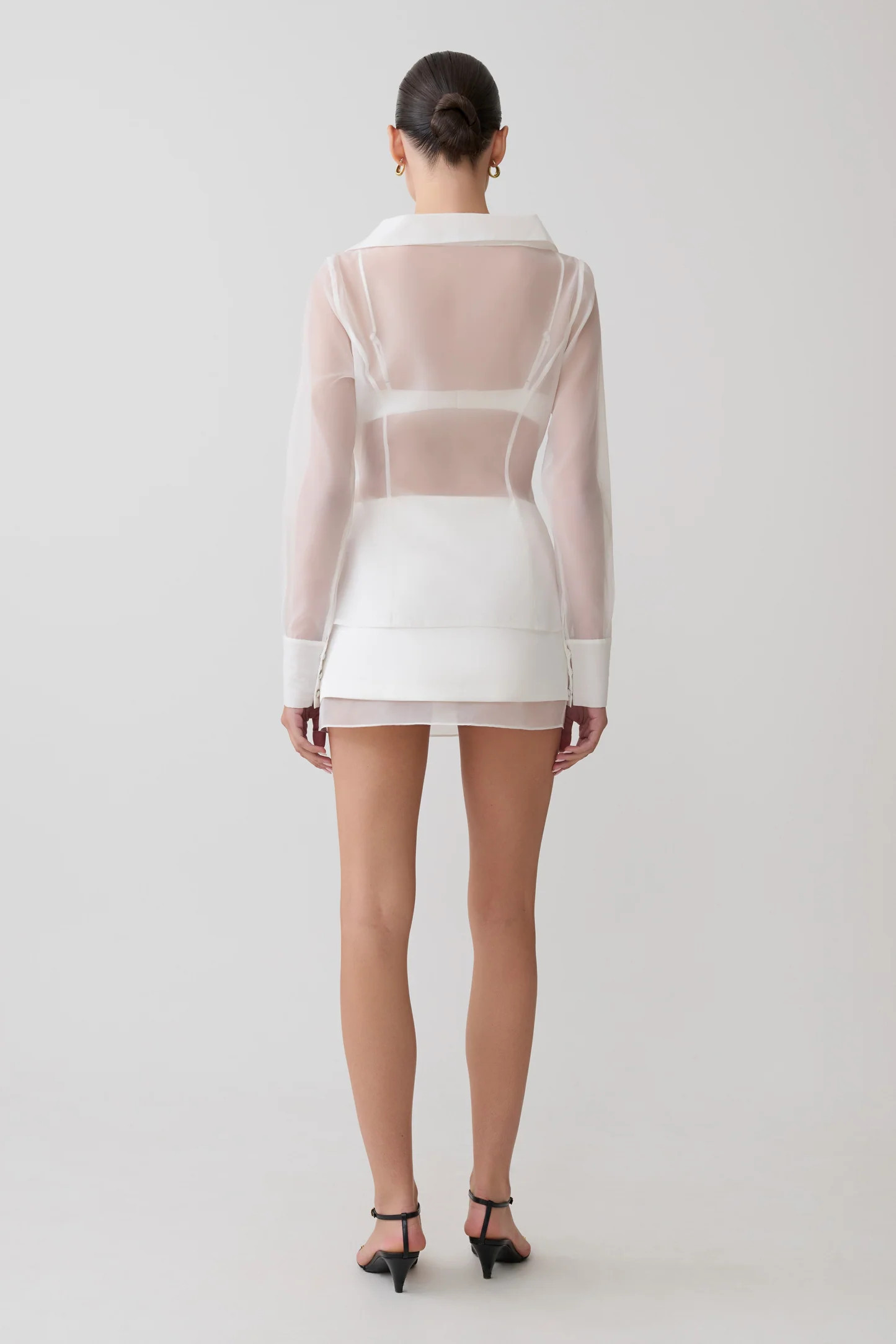 Frankie Satin Mini Skirt - White | Meshki UK