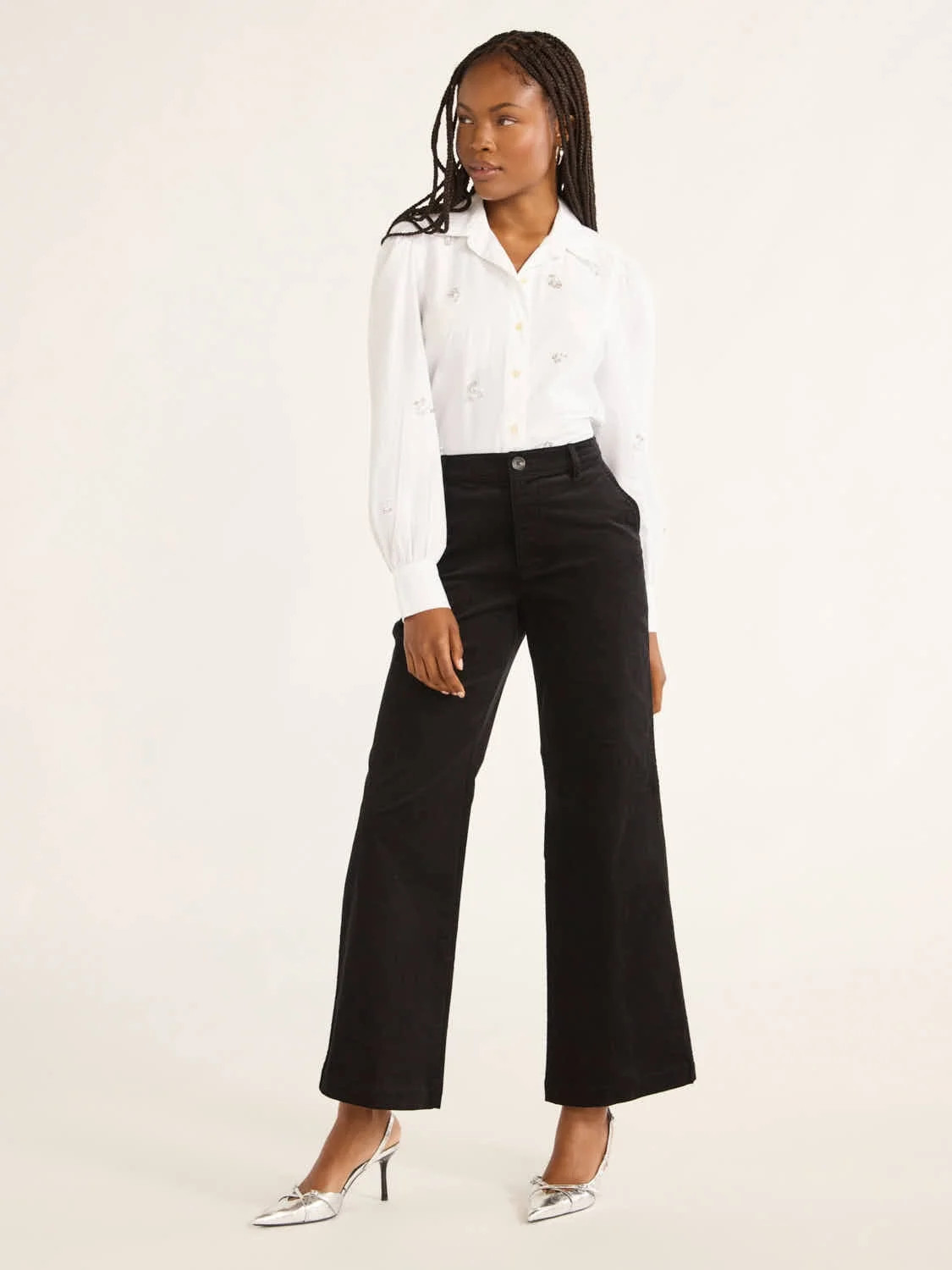 Free Assembly Women's Mid Rise Corduroy Wide Leg Pants, 31” Inseam, Sizes 0-20 | Walmart (US)