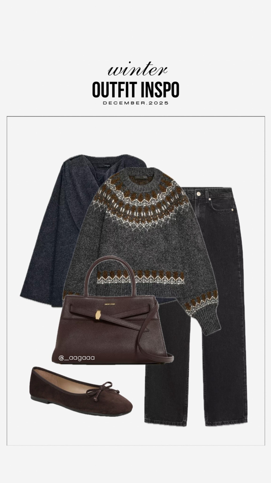 Winter outfit inspo, zara outfit, workwear, neutral style, capsule wardrobe, black wide leg jeans, christmas sweater, zara shawl, brown ballet flats

#LTKWorkwear #LTKFindsUnder50 #LTKHoliday