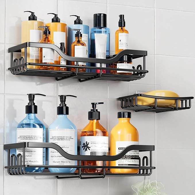 3-Pack Shower Caddy with Soap Holder, Adhesive Rustproof No-drill Strudy Loading Inside Shower Or... | Amazon (US)