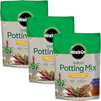 Miracle-Gro Indoor Potting Mix, Soil for Indoor Container Plants, 6 qt. (3-Pack) | Amazon (US)