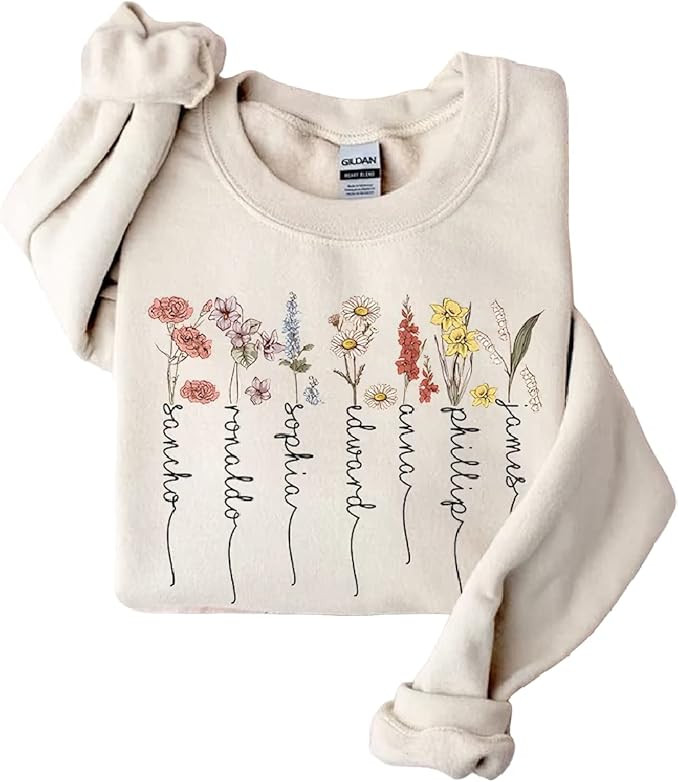 NAZENTI Custom Birth Month Flower Sweatshirt, Custom Mom Shirt, Grandma Birth Month T-Shirt, Mama... | Amazon (US)