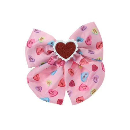 Way to Celebrate Valentine's Day Multicolor Pink Hearts Hair Bow, 1 Piece | Walmart (US)