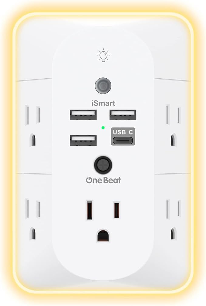 Surge Protector, Outlet Extender with Night Light, Power Strip, 5 Outlet Splitter (3 Side) and 4 ... | Amazon (US)