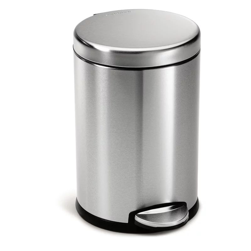 simplehuman 1.2 gal Round Stainless Steel Bathroom Step Trash Can, Brushed | Walmart (US)