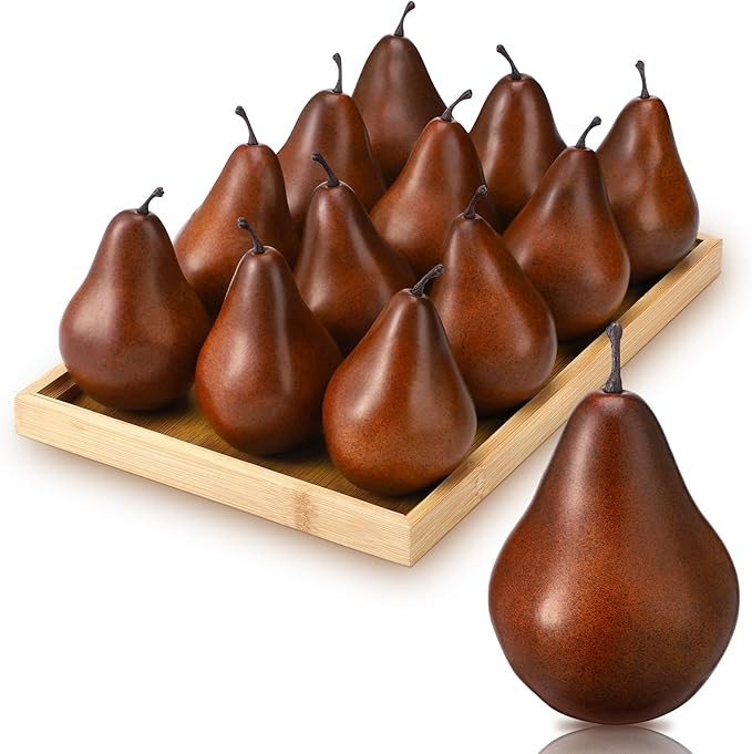 12 Pcs Artificial Fruit Fake Brown Pear Bulk Lifelike Simulation Pears Decorative Fake Fruit Deco... | Amazon (US)