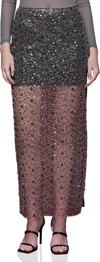Avec Les Filles Sequin Mesh Side Slit Maxi Skirt | Nordstromrack | Nordstrom Rack
