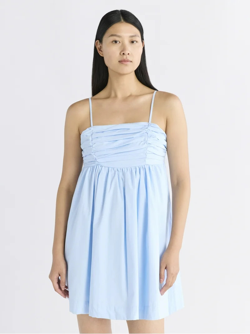 Free Assembly Women's Pleated Cotton Mini Dress, Sizes XS-XXXL | Walmart (US)