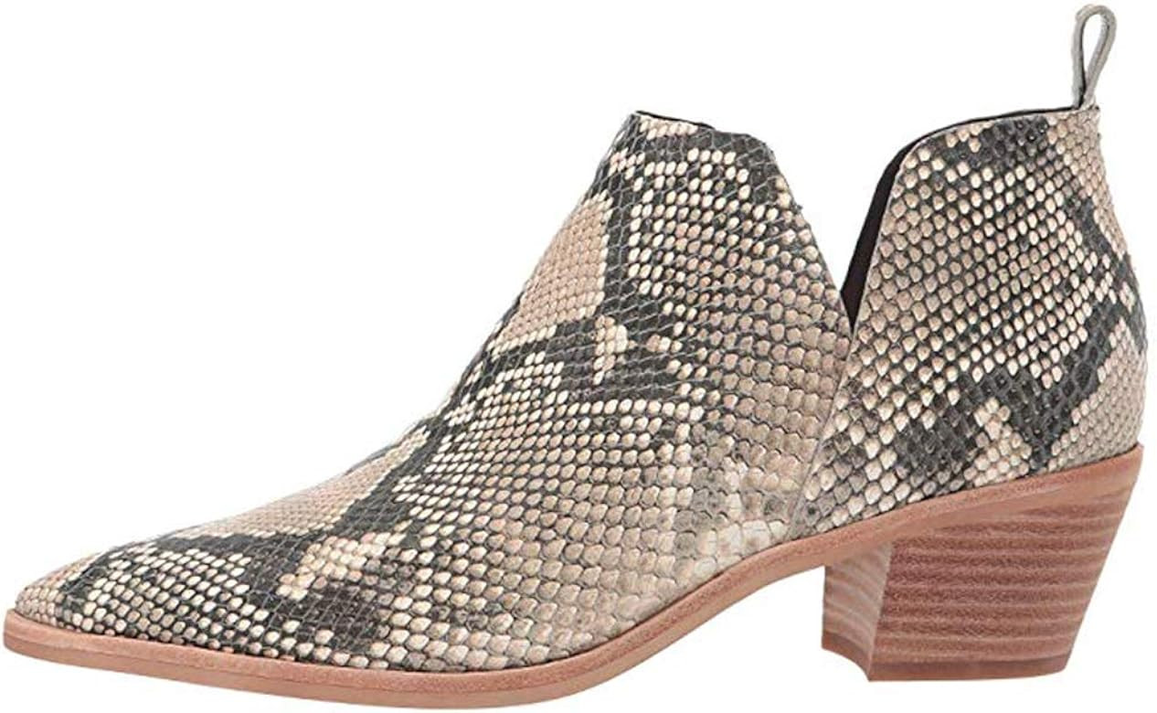 Women’s Western Ankle Booties Pointed Toe Animal Print Chunky Block Heel V Cut Faux Leather Che... | Amazon (US)