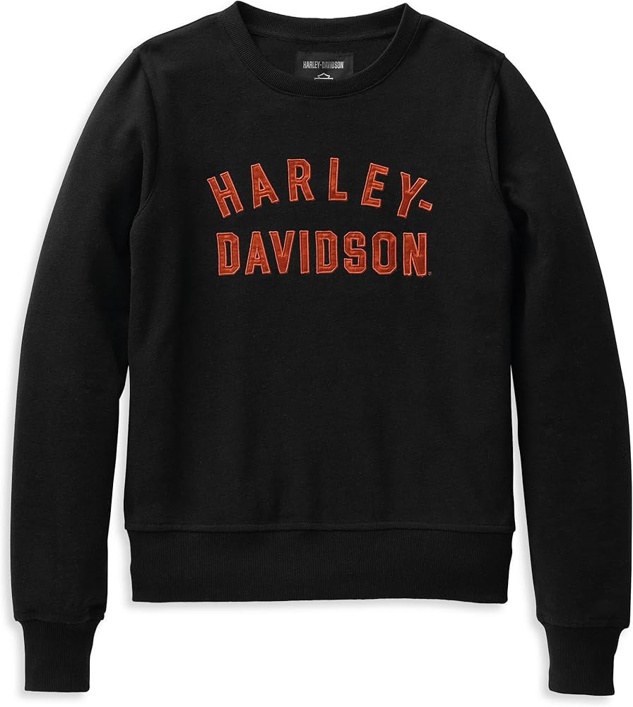 Harley-Davidson Women's Essence Applique' Crewneck Pullover - Black 99117-22VW | Amazon (US)