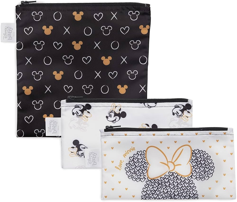 Bumkins Sandwich Bags / Snack Bags Reusable Fabric, Washable Food Safe BPA Free - Disney Love, Mi... | Amazon (US)