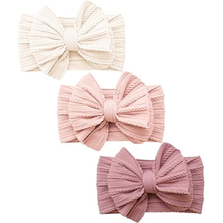 CÉLLOT Super Stretchy Soft Handmade Headbands with Double Bows Head Wrap Nylon Hair Accessories ... | Amazon (US)