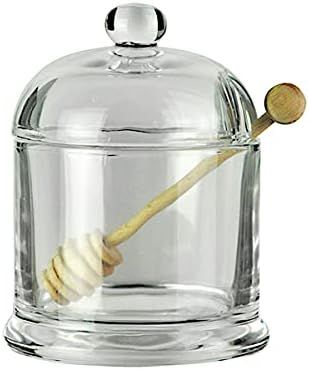 Rwaken Glass Honey Jar with Wooden Dipper and Glass Lid,Honey Pot Dispenser for Store Honey and S... | Amazon (US)