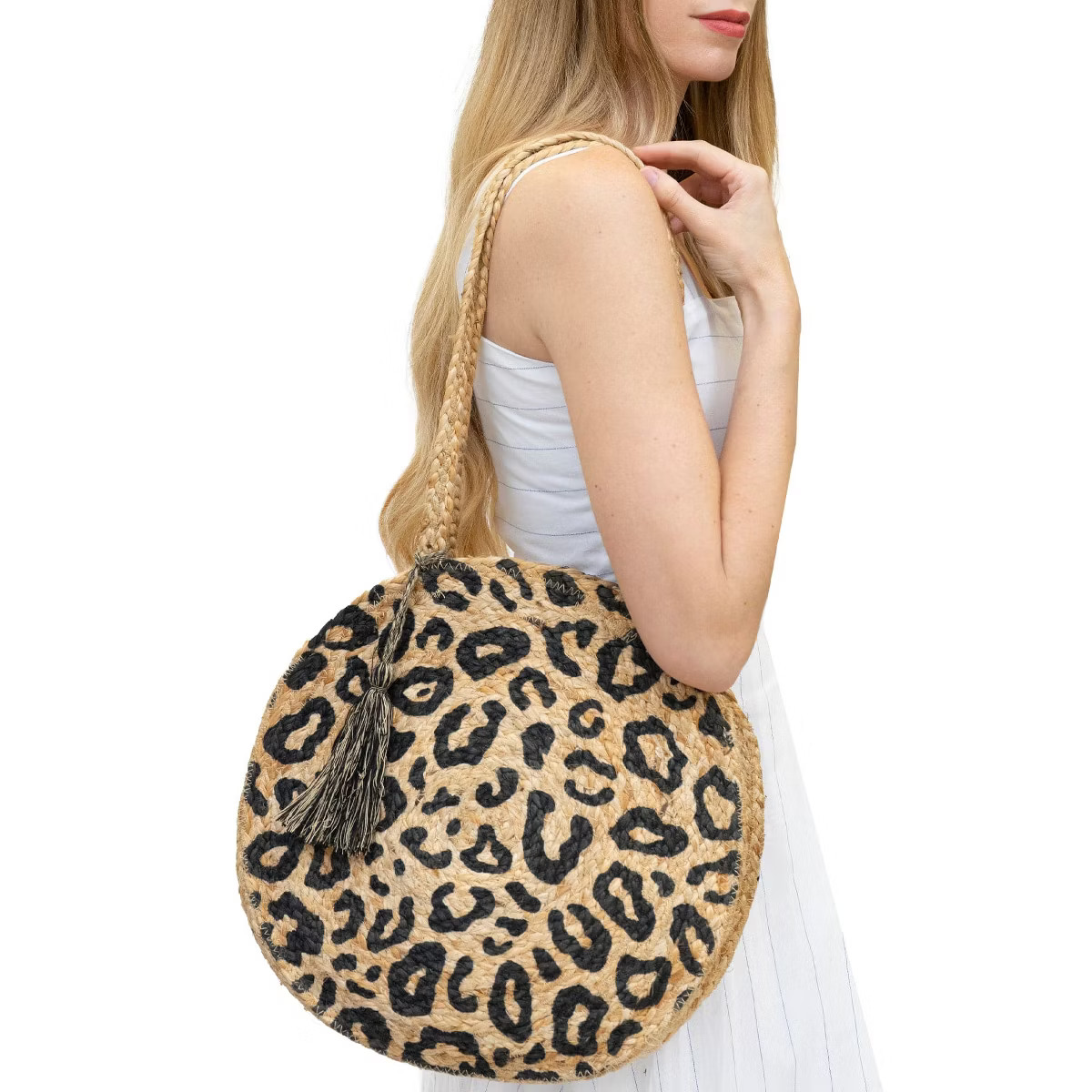 Magid Leopard Print Straw Jute Circle Tote | Target