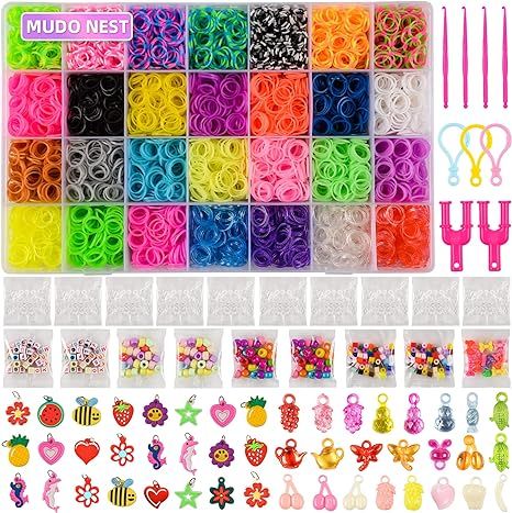 MUDO NEST 11,860+ Rubber Bands Refill Loom Set: 11,000 DIY Loom Bands 500 Clips, 210 Beads, 46 Ch... | Amazon (US)