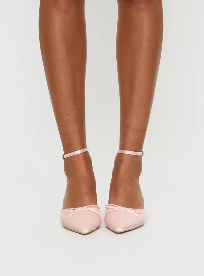Clio Satin Pointed Toe Heels Baby Pink | Princess Polly US
