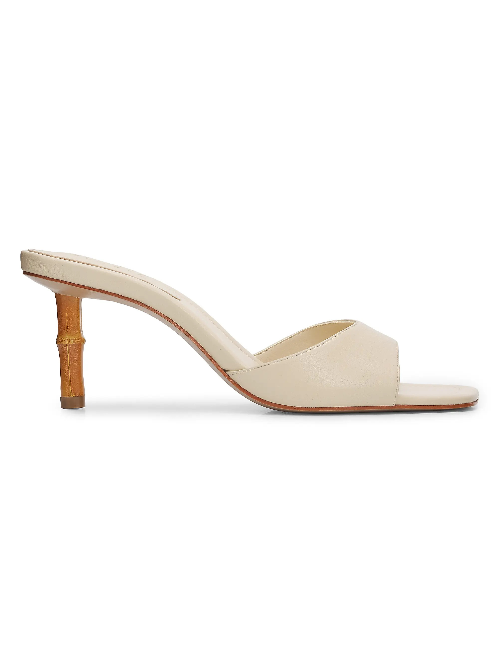 Schutz Leena 75MM Bamboo-Heel Leather Mules | Saks Fifth Avenue | Saks Fifth Avenue
