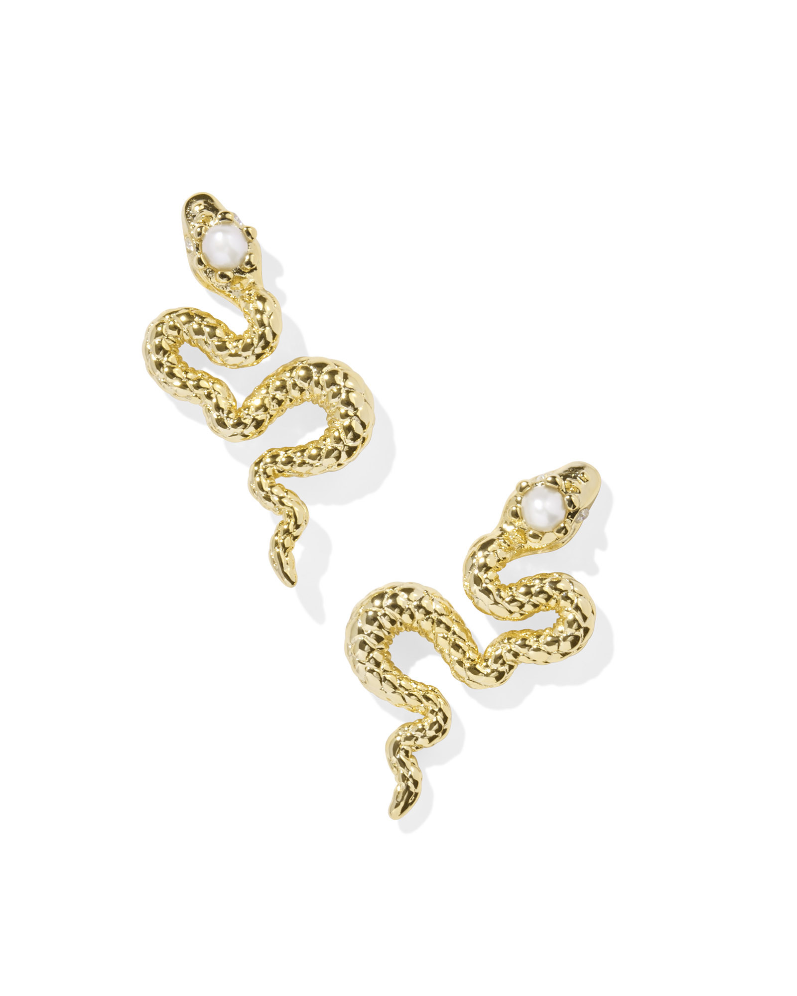 Lyle Gold Snake Stud Earrings in White Pearl | Kendra Scott