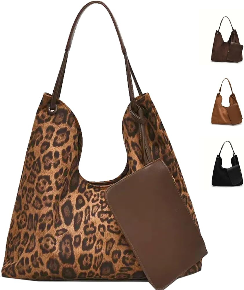 Suede Tote Bag for Women Trendy Suede Crescent Shoulder Bag Office Fall Suede Purse Shoulder Bag ... | Amazon (US)