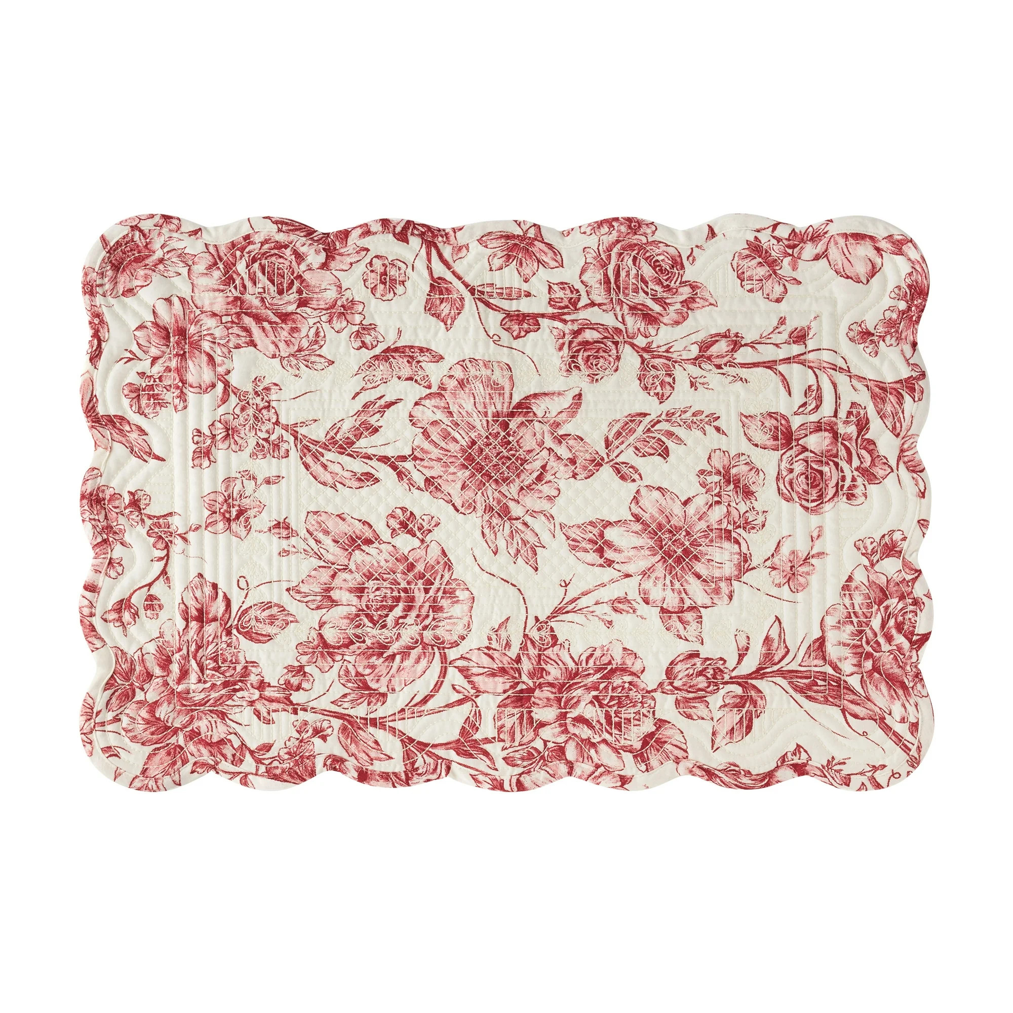 The Pioneer Woman Agatha Quilted Fabric Placemat, Red, 14"W x 20"L | Walmart (US)