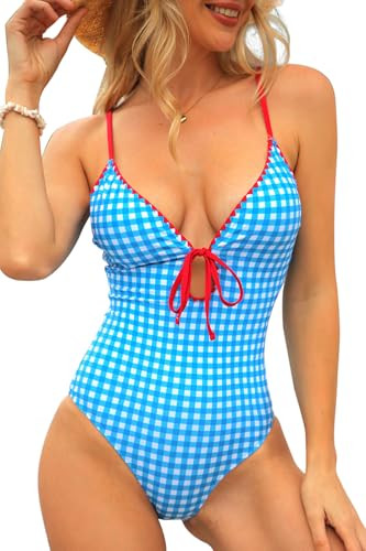 CHYRII Women's Sexy Cutout Scalloped One Piece Swimsuit V Neck Bathing Suit Swimwear | Amazon (US)