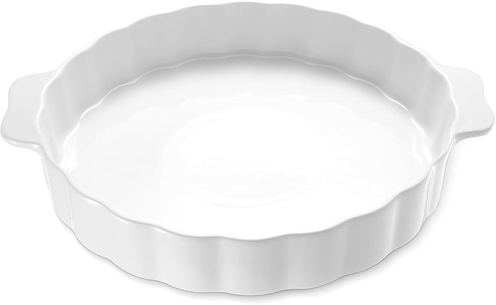 Ceramic Pie Pan For Baking,13Inch Round Baking Dish With Double Handle,Pie Plate With Ruffled Edg... | Amazon (US)