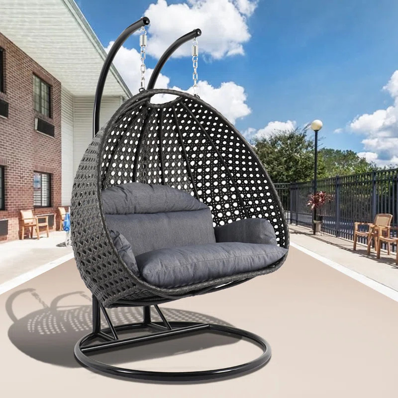 Samaira 2-Person Outdoor Egg Chair with Stand – Extra-Wide Double Hanging Swing Chair with High... | Wayfair North America