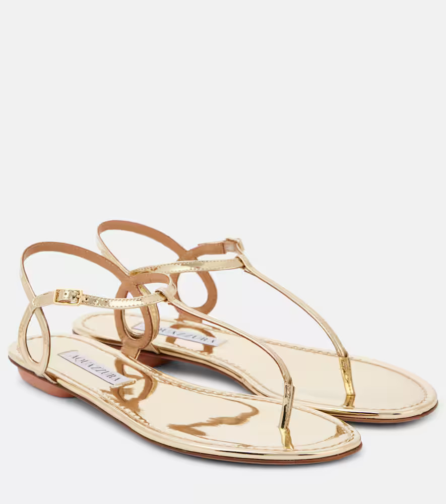 Aquazzura Almost Bare metallic leather thong sandals | Mytheresa (US/CA)