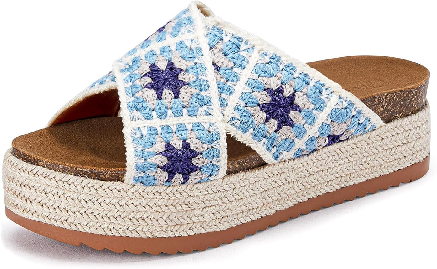 Coutgo Womens Platform Espadrille Sandals Flatform Floral Crochet Cork Open Toe Summer Beach Slid... | Amazon (US)