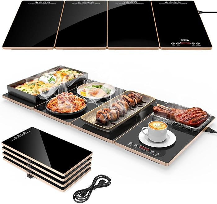 FEPPO Electric Warming Tray, 4-in-1 Food Warmers for Parties Buffet with 10 Temp Settings and Tim... | Amazon (US)