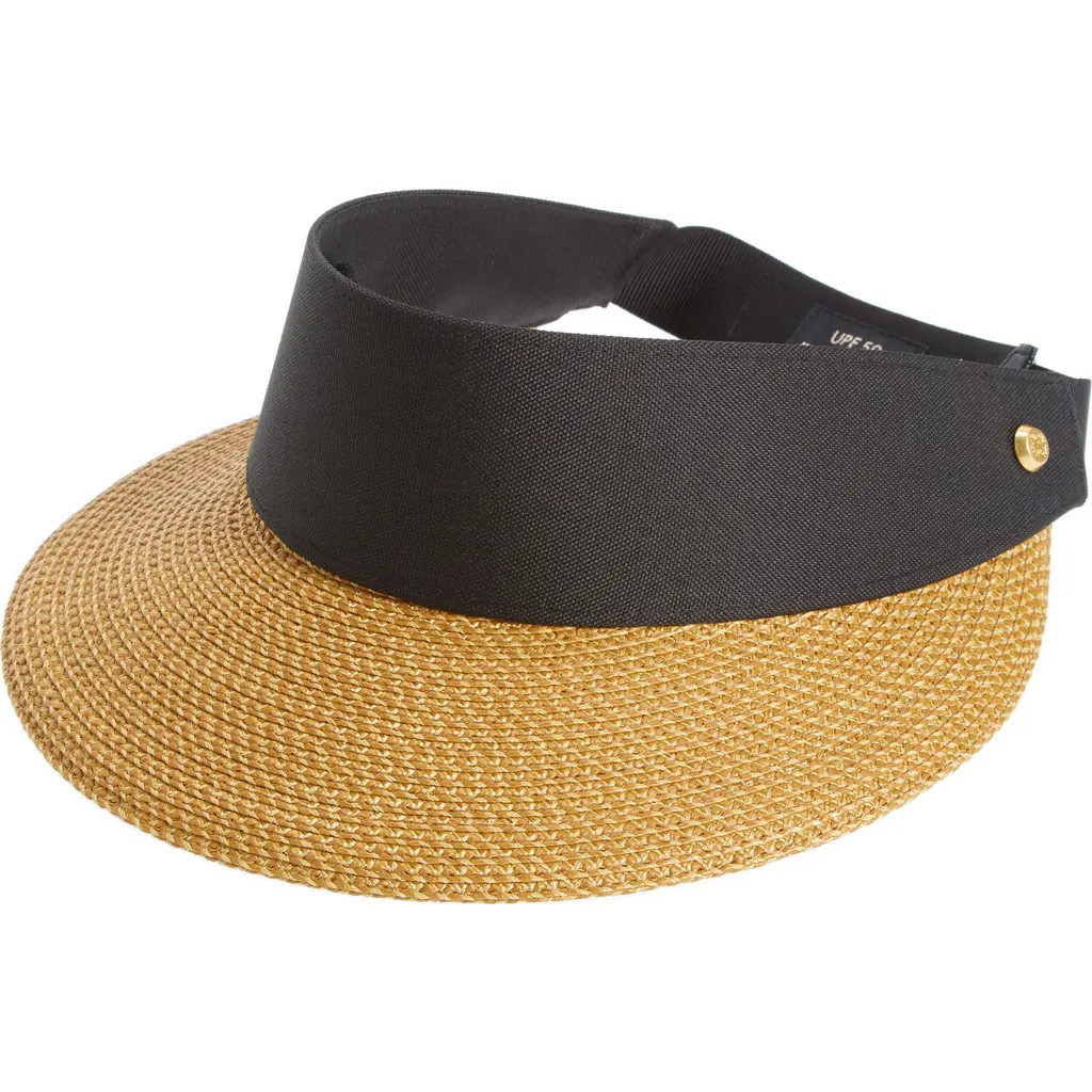 Eric Javits Squishee Straw Champ Custom Fit Visor in Natural/black at Nordstrom | Nordstrom