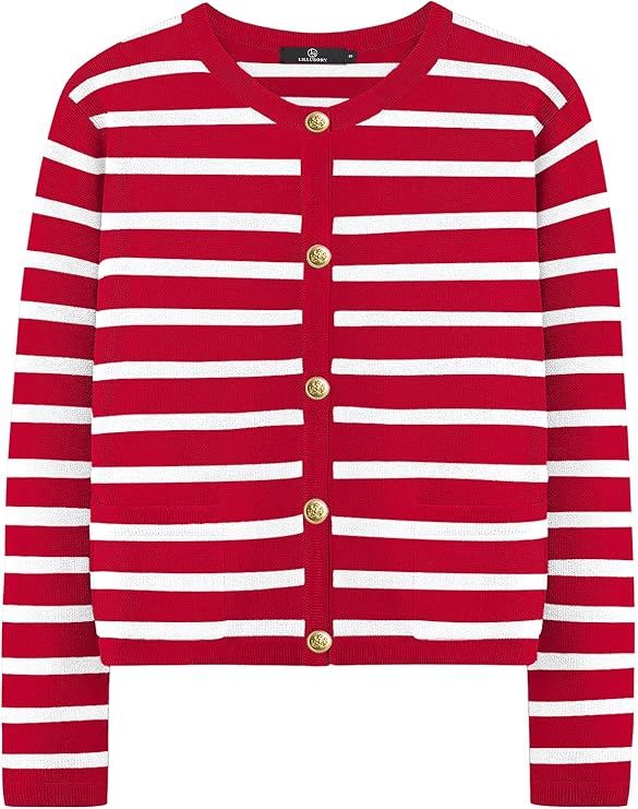 LILLUSORY Women's Striped Cardigan Sweaters Fall Oufits Clothes Fashion Trendy Long Sleeve Tops C... | Amazon (US)