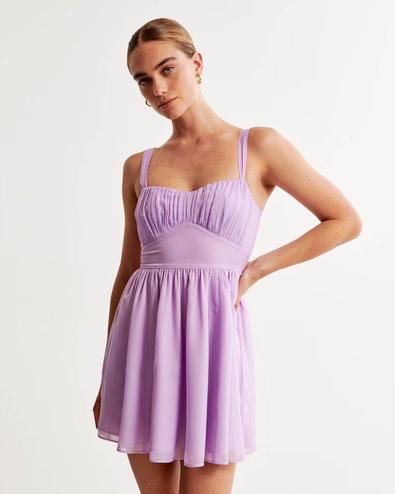 Ruched Chiffon Mini Dress | Abercrombie & Fitch (US)