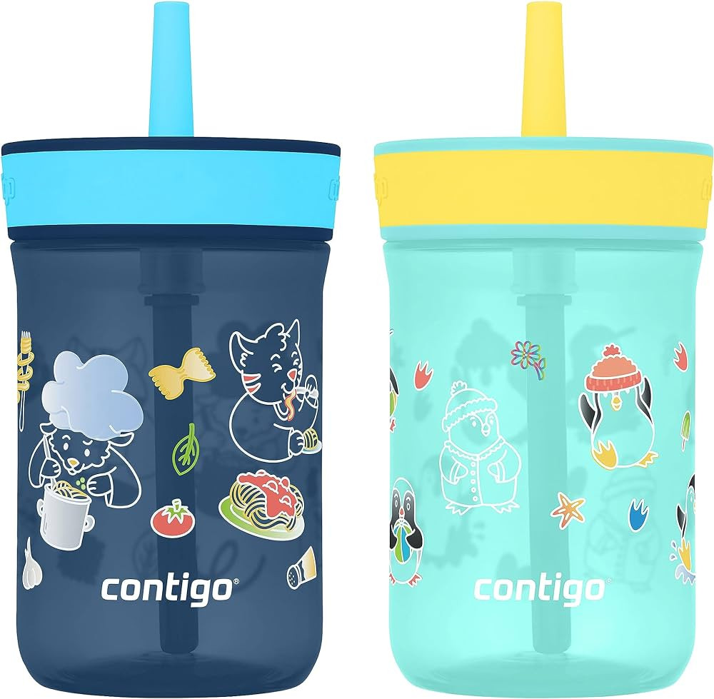 Contigo Leighton Kids Plastic Water Bottle, Spill-Proof Tumbler with Straw for Kids, Dishwasher S... | Amazon (US)