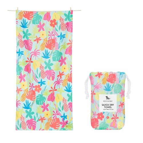 Dock & Bay Beach Towel - Quick Dry, Sand Free - Compact, Lightweight - 100% Recycled - Includes Bag - Aloha Glow - Extra Large (200x90cm, 78x35) | Amazon (US)