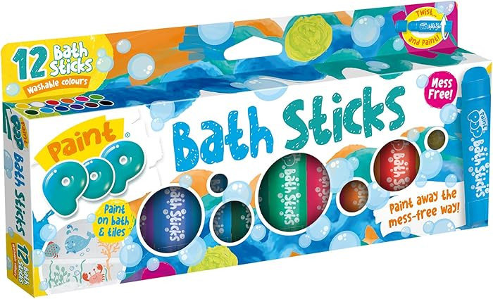 Paint Pop - Bath Sticks For Kids - 12 Washable Bath Paint Crayons - Mess-Free, Fast Drying Action... | Amazon (UK)