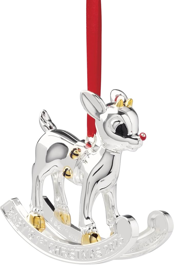 Lenox Ornaments, 2025 Babys 1st Christmas Rudolph Ornament, Silverplated Metal and Resin, Red Rib... | Amazon (US)