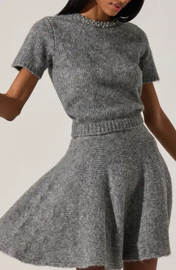 Malvie Embellished Neck Short Sleeve Sweater | Nordstrom